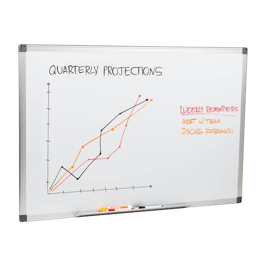 Mind Reader Dry Erase Magnetic White Board, Wall Mount with Eraser Marker Shelf, White